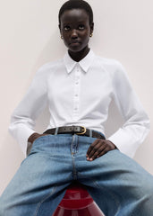 White Raglan Shirt Layering Top meandem