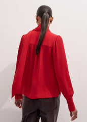 Red Silk Button Layering Shirt + Tie meandem