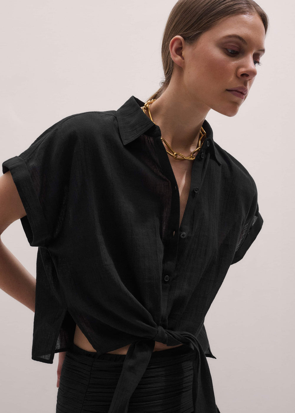 Black Tie Front Beach Shirt meandem