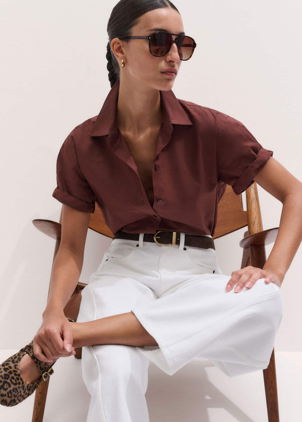 Cinnamon Brown Turn-Up Cuff Shirt meandem