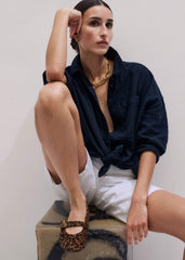 Navy Cheesecloth Relaxed Summer Shirt meandem