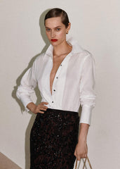 White Relaxed Tux Shirt meandem