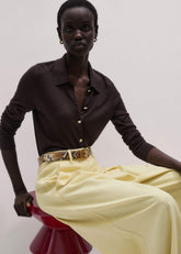 Brown Luxe Knit Slim Shirt meandem