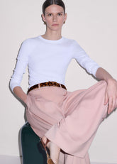 White Cotton Rib Long Sleeve Top meandem