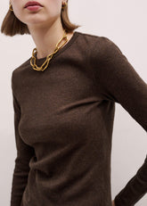Brown Cotton Rib Perfect Basic Top meandem