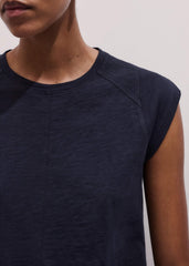 Navy Cap Sleeve Crew Neck Swing Tee meandem