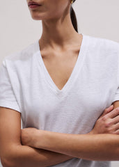 White Soft Washed V-Neck Tee meandem
