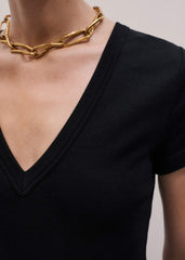 Black Ultimate Fitted Rib V-Neck Tee meandem