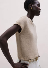 Oatmeal Cashmere Shrunken Knit Baby Tee meandem