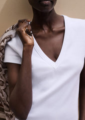 White Ultimate Fitted Rib V-Neck Tee meandem