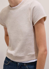 Oatmeal Double Layer Short Sleeve Sweatshirt meandem
