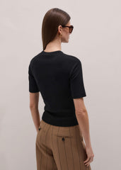 Black Short Sleeve Henley Top meandem
