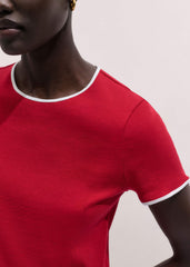 Red Contrast Trim Slim Tee meandem