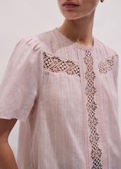 Pink Embroidered Cutout Tee meandem
