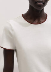 Cream Contrast Trim Slim Tee meandem