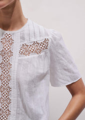White Embroidered Cutout Tee meandem