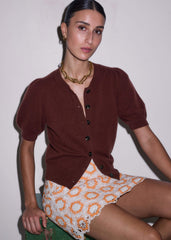 Cinnamon Brown Cashmere Feminine Sleeve Cardi meandem