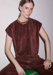 Cinnamon Brown Cap Sleeve Crop Tee meandem