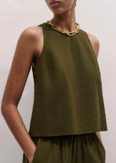 Olive Green Shell Crop Top meandem