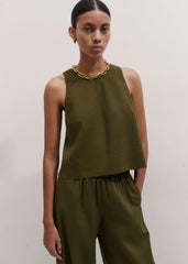 Olive Green Shell Crop Top meandem