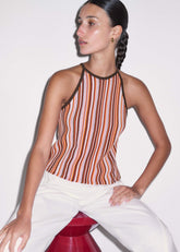 Cinnamon Brown Stripe Slim Knit Tank meandem
