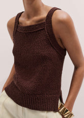 Cinnamon Brown Square Neck Knit Top meandem