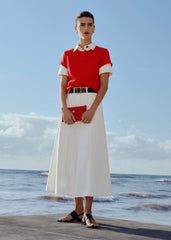 Red Bouclé Straight Baby Tee meandem