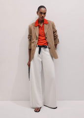 Orange Merino Cashmere Silk Straight Polo Tee meandem