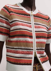 Cinnamon Brown Double Zip Knit Tee meandem