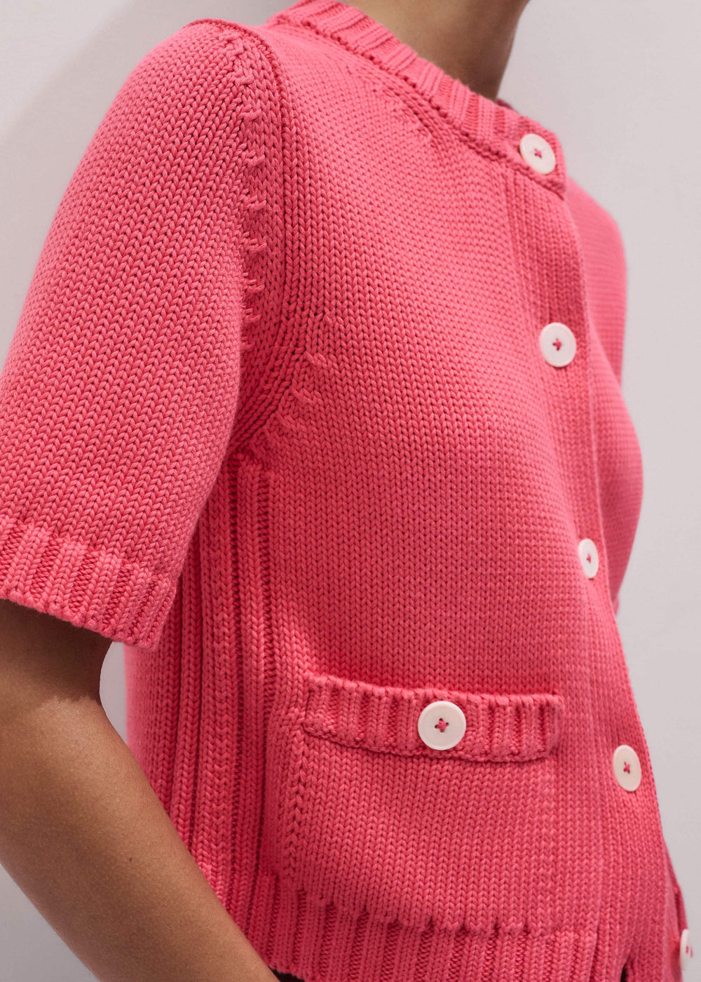 Pink Straight Knit Cardigan meandem