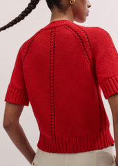 Red Short Sleeve Cardigan meandem
