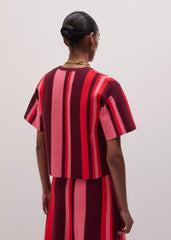 Pink Milano Stripe Relaxed Knit Tee meandem
