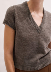 Hazelnut Merino Cashmere Silk V-Neck Baby Tee meandem