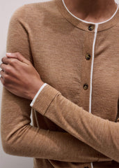 Camel Brown Barely There Contrast Slim Cardigan meandem