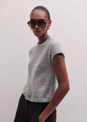 Gray Merino Cashmere Silk Straight Baby Tee meandem