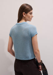 Blue Merino Cashmere Silk Straight Baby Tee meandem
