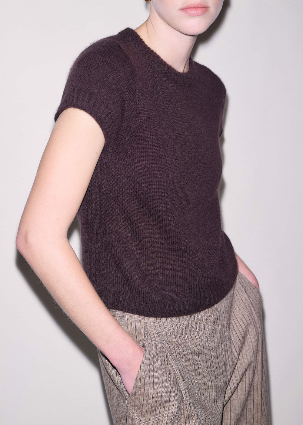 Brown Merino Cashmere Silk Straight Baby Tee meandem