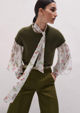 Olive Green Cashmere Shrunken Knit Baby Tee meandem
