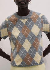 Yellow Cashmere Argyle Baby Tee meandem