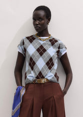 Blue Cashmere Argyle Baby Tee meandem