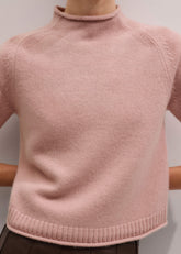 Pink Cashmere Roll Trim Knit Tee meandem