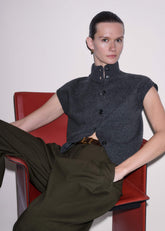 Grey High Neck Relaxed Vest meandem