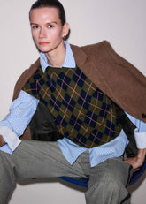 Olive Green Cashmere Argyle Knit Baby Tee meandem