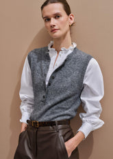 Grey Henley Straight Knit Vest meandem