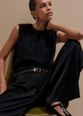 Black Brushed Cashmere Straight Sweater Vest meandem