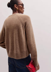 Brown Cashmere Curved Hem Raglan Sweater + Snood meandem