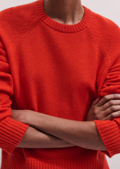 Red Cashmere Curved Hem Raglan Sweater + Snood meandem