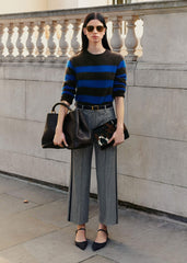 Brown Brushed Cashmere Stripe Crop Jumper meandem