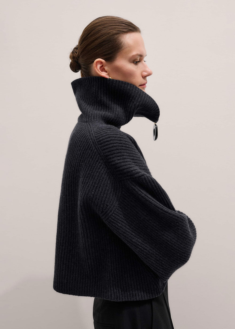 Grey Relaxed Fly Neck Zip Jumper meandem