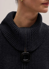 Grey Relaxed Fly Neck Zip Jumper meandem